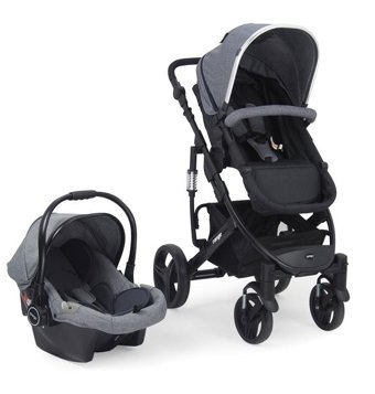 Prego 2079 Quattro Çift Yönlü Katlanır 360 Derece Dönebilen Tam Yatar Travel Sistem Bebek Arabası Siyah