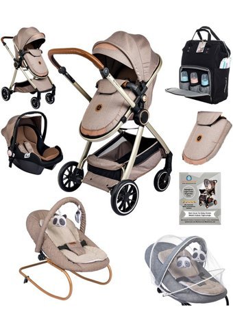 Baby Home Çift Yönlü Katlanır 360 Derece Dönebilen Tam Yatar Travel Sistem Bebek Arabası Siyah