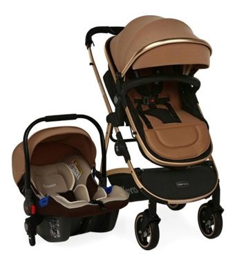 Yoyko Comfort Çift Yönlü Katlanır 360 Derece Dönebilen Tam Yatar Travel Sistem Bebek Arabası Kahverengi