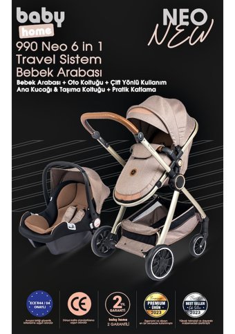 Baby Home Çift Yönlü Katlanır 360 Derece Dönebilen Tam Yatar Travel Sistem Bebek Arabası Gri