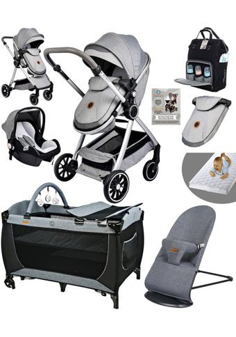 Baby Home Çift Yönlü Katlanır 360 Derece Dönebilen Tam Yatar Travel Sistem Bebek Arabası Gri