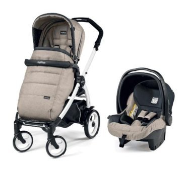 Peg Perego Cardfold Çift Yönlü Katlanır 360 Derece Dönebilen Tam Yatar Puset - Travel Sistem Bebek Arabası Bej