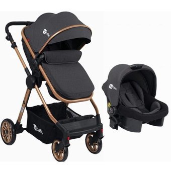 4 Baby Cool Çift Yönlü Katlanır 360 Derece Dönebilen Tam Yatar Puset - Travel Sistem Bebek Arabası Kahverengi