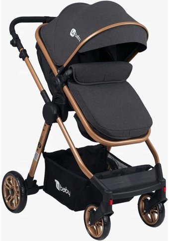 4 Baby Cool Çift Yönlü Katlanır 360 Derece Dönebilen Tam Yatar Puset - Travel Sistem Bebek Arabası Kahverengi
