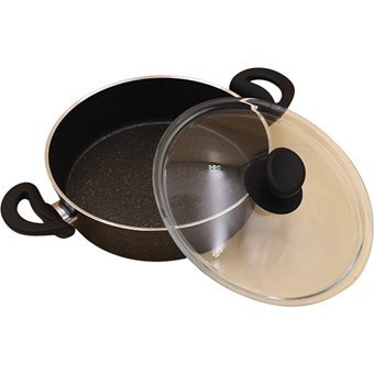 Penguen PNG-10920 Cam Kapaklı 2 Parça 24 cm Granit Basık Tencere