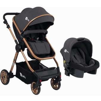 4 Baby Cool Çift Yönlü Katlanır 360 Derece Dönebilen Tam Yatar Puset - Travel Sistem Bebek Arabası Kahverengi
