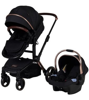 Prego 2067 Concorde Çift Yönlü Katlanır 360 Derece Dönebilen Tam Yatar Travel Sistem Bebek Arabası Gri-Siyah