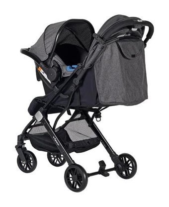 Sunny Baby AB431 Active Plus Katlanır Tek Elle Kapanan 360 Derece Dönebilen Tam Yatar Kabin Tipi Travel Sistem Bebek Arabası Gri-Siyah