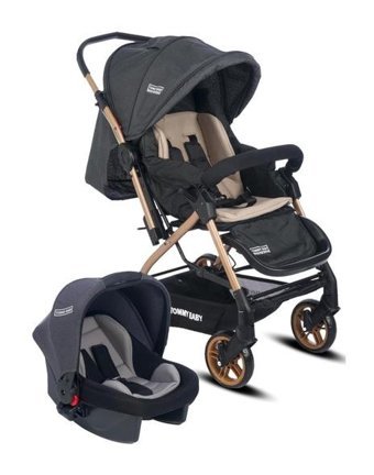 Tommy Baby D-GO Çift Yönlü Katlanır 360 Derece Dönebilen Tam Yatar Puset - Travel Sistem Bebek Arabası Siyah