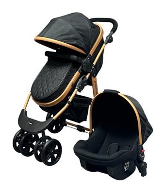 Bebegold Comfort Çift Yönlü Katlanır 360 Derece Dönebilen Tam Yatar Travel Sistem Bebek Arabası Siyah
