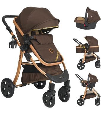 Mamma Gravity Autofold Çift Yönlü Katlanır 360 Derece Dönebilen Tam Yatar Travel Sistem Bebek Arabası Gri