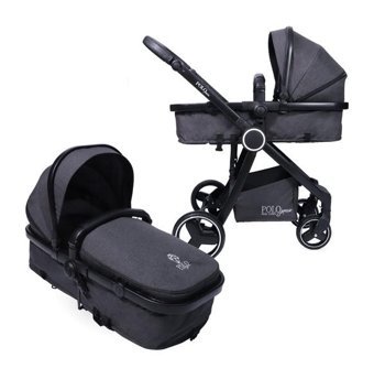 Polo Junior Travel Çift Yönlü Katlanır 360 Derece Dönebilen Tam Yatar Travel Sistem Bebek Arabası Siyah