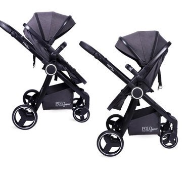 Polo Junior Travel Çift Yönlü Katlanır 360 Derece Dönebilen Tam Yatar Travel Sistem Bebek Arabası Siyah