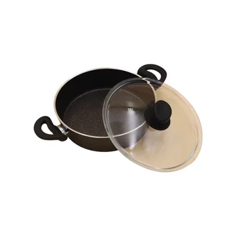 Penguen PNG-10919 Cam Kapaklı 2 Parça 22 cm Granit Basık Tencere
