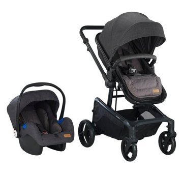 Baby2Go Myla Katlanır 360 Derece Dönebilen Tam Yatar Puset - Travel Sistem Bebek Arabası Gri