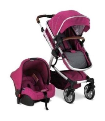 Babyhope Santana BH-3025 Çift Yönlü Katlanır 360 Derece Dönebilen Tam Yatar Travel Sistem Bebek Arabası Pembe
