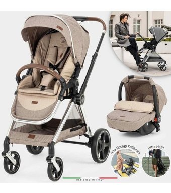 Elele Minu V2 Cosmo Çift Yönlü Katlanır Travel Sistem Bebek Arabası Kahverengi