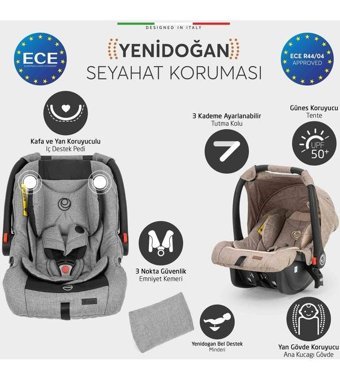 Elele Minu V2 Cosmo Çift Yönlü Katlanır Travel Sistem Bebek Arabası Kahverengi