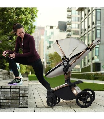 Huggy Electa Çift Yönlü Katlanır 360 Derece Dönebilen Tam Yatar Puset - Travel Sistem Bebek Arabası Beyaz-Pembe