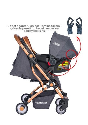 Tommy Baby Minu V2 Cosmo Çift Yönlü Katlanır 360 Derece Dönebilen Tam Yatar Kabin Tipi Travel Sistem Bebek Arabası Kahverengi