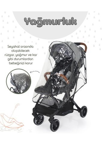 Prego 2032 Solo Katlanır Tam Yatar Kabin Tipi Travel Sistem Bebek Arabası Gri-Siyah