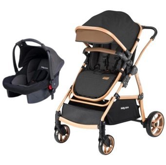 Baby Care Beezy Çift Yönlü Katlanır 360 Derece Dönebilen Travel Sistem Bebek Arabası Altın