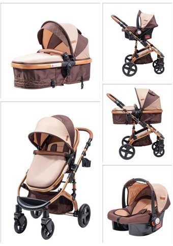 Miracool Trend Katlanır 360 Derece Dönebilen Tam Yatar Travel Sistem Bebek Arabası Kahverengi
