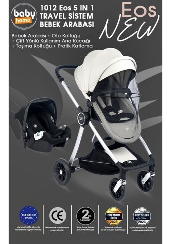 Baby Home 9023 Çift Yönlü Katlanır 360 Derece Dönebilen Travel Sistem Bebek Arabası Gri