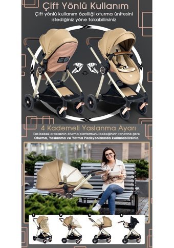 Baby Home 9023 Çift Yönlü Katlanır 360 Derece Dönebilen Travel Sistem Bebek Arabası Gri