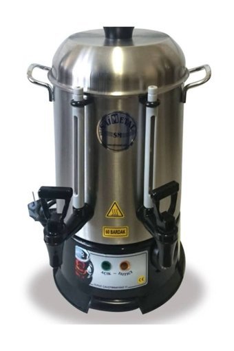 Mizan Saim 2500 W Çelik Tek Demlikli 250 Bardak Çift Musluklu Çelik Elektrikli Semaver İnox