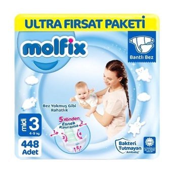 Molfix 5 Yönden Esnek Kavrama 3 Numara Cırtlı Bebek Bezi 4x112 Adet