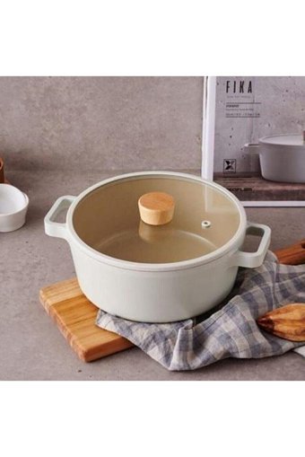 Neoflam Fika Cam Kapaklı 2 Parça 24 cm Döküm Basık Tencere