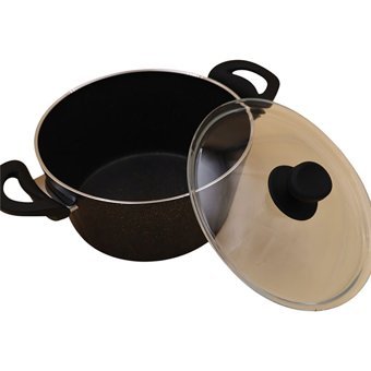 Penguen PNG-10915 Cam Kapaklı 2 Parça 24 cm Granit Derin Tencere