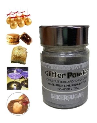 Şeker & Sugar Yenilebilir Simli Gümüş Toz Gıda Boyası 10 gr