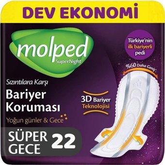 Molped SuperNight İnce 22'li Hijyenik Ped 6 Adet