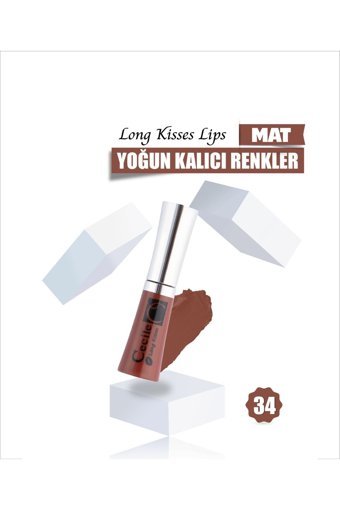 Cecile 34 Kalıcı Dudak Dolgunlaştırıcı Mat Likit Fırçalı Ruj