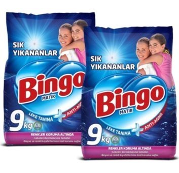 Bingo Matik Sık Yıkananlar Renkliler İçin Toz Deterjan 2x9 kg