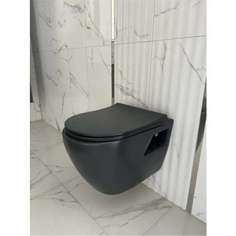Turavit Rondo Seramik Kanallı Alttan Çıkışlı Gömme Asma Klozet Siyah