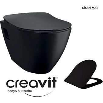 Creavit TP325 Seramik Kanallı Arkadan Çıkışlı Gömme Asma Klozet Siyah