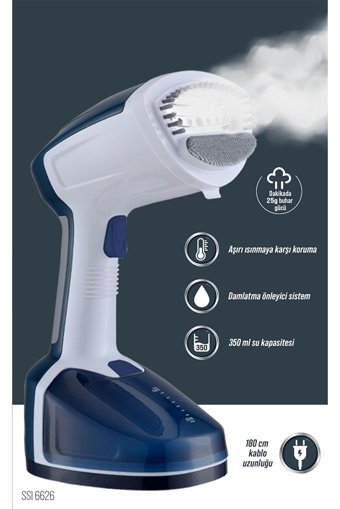 Sinbo SSI-6626 1500 W 25 gr/dk Çelik Tabanlı Kablolu Buharlı Seyehat Ütüsü