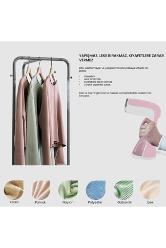 Rossclean Elite 2si 1 arada 1500 W 27 gr/dk Metal Tabanlı Kablolu Buharlı Seyehat Ütüsü Pembe