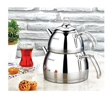Evimsaray Venüs Çelik Çaydanlık Gümüş
