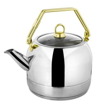Oms Üstten Tutmalı 5 Litre 8078 Üstten Kulplu Çelik Çaydanlık Gümüş