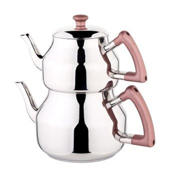 Özkent Marmaris Mini Paslanmaz Çelik Rosegold Kulplu Çaydanlık Gümüş