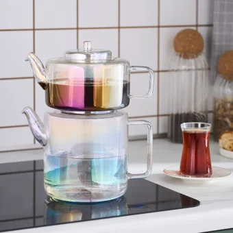 Karaca Flat Borosilikat Cam Çaydanlık Çok Renkli