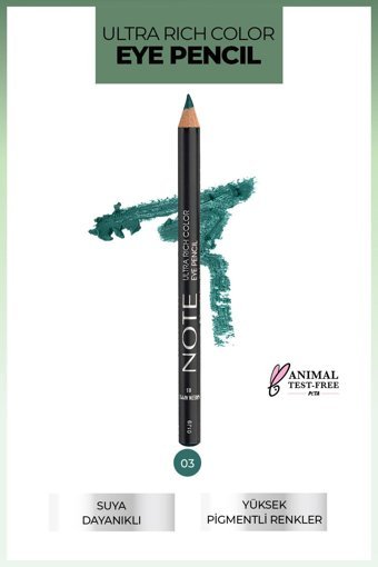 Note Ultra Rich Color 03 Green Apple Asansörsüz Mat Akmayan Yeşil Göz Kalemi