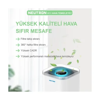 Neutron Air Purifier 60 dB 34 m² Karbon Filtreli Ozonsuz Hepa Filtreli Hava Temizleyici Beyaz