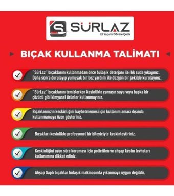 Sürlaz 13 cm Ahşap - Çelik Et Bıçağı