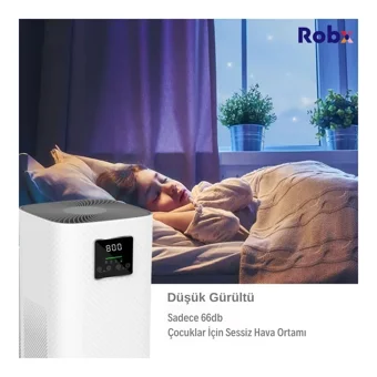 Robx Ms24 42 W 66 dB 49 m² Karbon Filtreli İyonizer Ozonsuz Hepa Filtreli Hava Temizleyici Beyaz