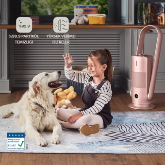 Homend O-Zone Duo Pro 9006H 60 W 20 m² Karbon Filtreli İyonizer Ozonsuz Hepa Filtreli Hava Temizleyici Pembe